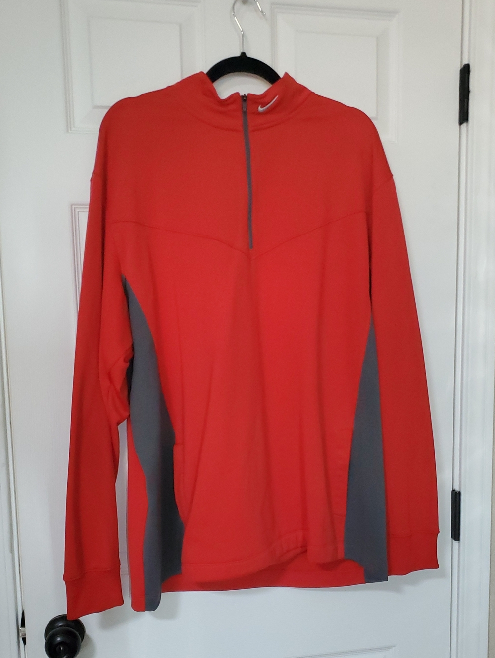 Nike Men’s Red and Gray Half-Zip Performance Jacket